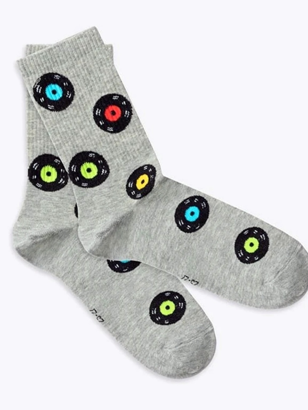 BNIP - Mark Formelle - Grey Men's Socks with Vinyl Records Pattern